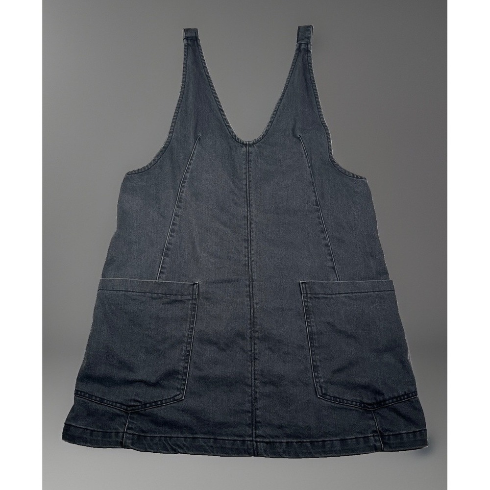 WE THE FREE Womens Denim Overall Dress Black Vintage Wash Cotton Size L